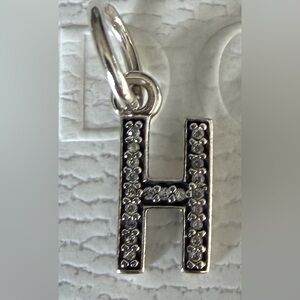 Pandora Silver Initial 'H' CZ Charm or Pendant RETIRED
